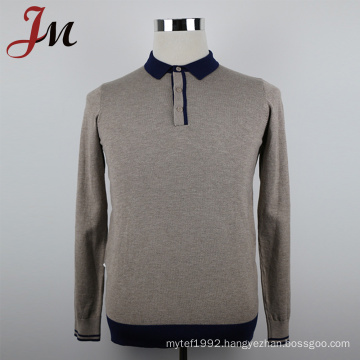 OEM Spring autumn henley men sweater fashion cotton lapel collar pullover polo knit sweaters for men